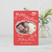 Helle Hand Draodle Foto Weihnachtskarte Einladung (Stehend Vorderseite)