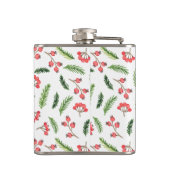 Helle Hand gezeichnet Weihnachtsmistletoe Muster Flachmann (Rückseite)