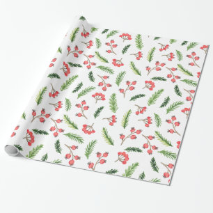 Helle Hand gezeichnet Weihnachtsmistletoe Muster Geschenkpapier