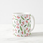 Helle Hand gezeichnet Weihnachtsmistletoe Muster Kaffeetasse (VorderseiteRechts)