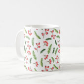 Helle Hand gezeichnet Weihnachtsmistletoe Muster Kaffeetasse (Vorderseite Links)