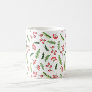 Helle Hand gezeichnet Weihnachtsmistletoe Muster Kaffeetasse
