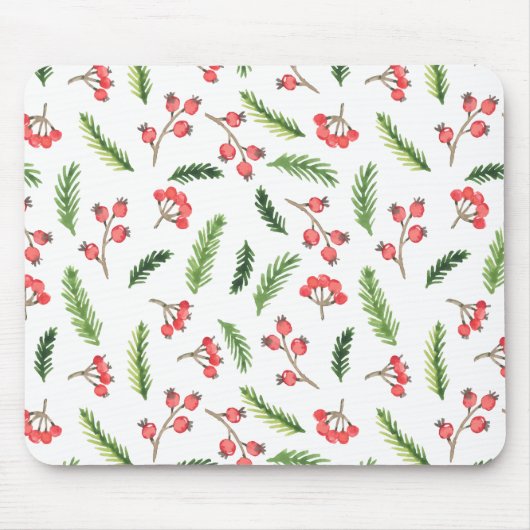 Helle Hand gezeichnet Weihnachtsmistletoe Muster Mousepad (Vorne)