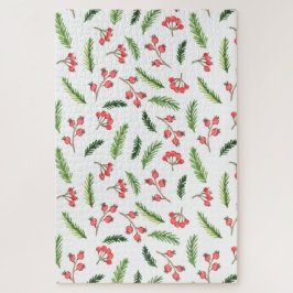 Helle Hand gezeichnet Weihnachtsmistletoe Muster Puzzle