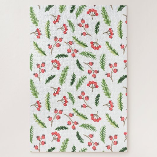 Helle Hand gezeichnet Weihnachtsmistletoe Muster Puzzle (Vertikal)