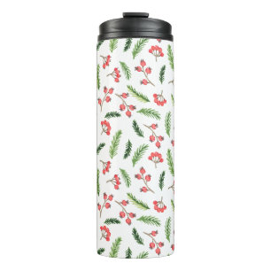 Helle Hand gezeichnet Weihnachtsmistletoe Muster Thermosbecher