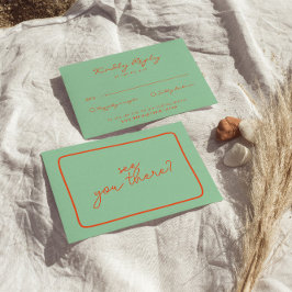 Helle handgeschriebene farbenfrohe Retro Einzigart RSVP Karte