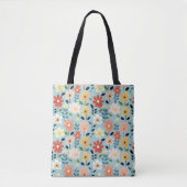 Helle, handgezeichnete Wildblumenwiese Tasche (Vorderseite)