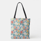 Helle, handgezeichnete Wildblumenwiese Tasche (Rückseite)