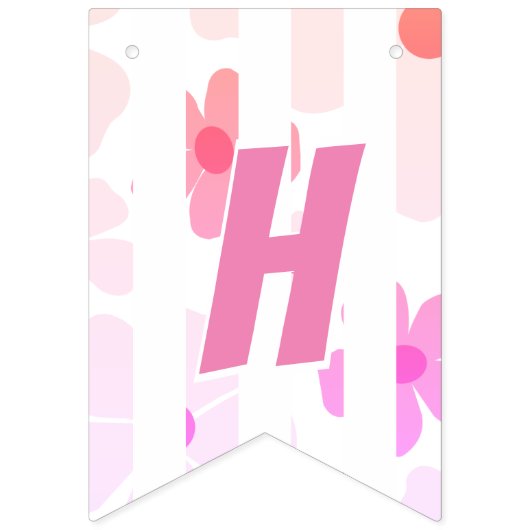 Helle Happy Birthday Bubble Gum Pink Peach Blume Wimpelkette (Zweite Fahne)