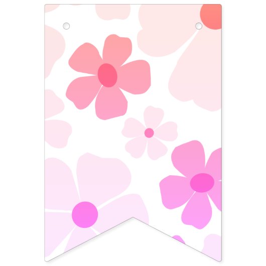 Helle Happy Birthday Bubble Gum Pink Peach Blume Wimpelkette (Erste Fahne)