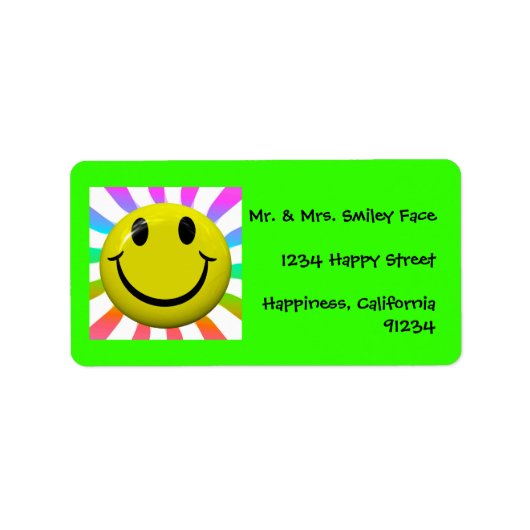 Helle Happy Face Labels Adressaufkleber (Vorne)