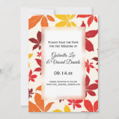 Helle Herbstlaub Hochzeit speichern das Datum Save The Date (Vorderseite)