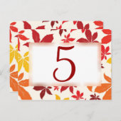 Helle Herbstlaub Hochzeit Tischnummer (Vorne/Hinten)