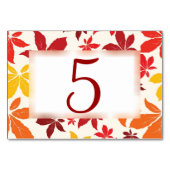 Helle Herbstlaub Hochzeit Tischnummern (Vorderseite)