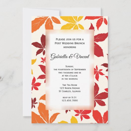 Helle Herbstlaub nach der Hochzeitsfeier Einladung (Vorderseite)