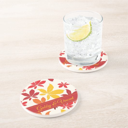 Helle Herbstlaube Hochzeit Untersetzer (Seite)