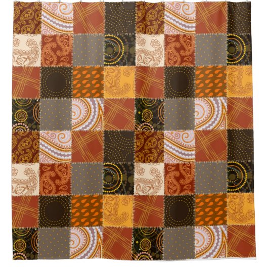 Helle Herbstpatchwork Duschvorhang (Vorderseite)