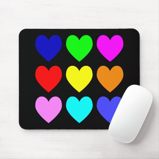 Helle Herz-Muster auf schwarz Mousepad (Mit Mouse)
