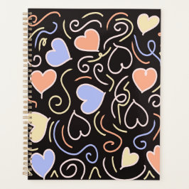 Helle Herzen auf schwarzem Hintergrund Planer