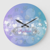 Helle Herzen Große Wanduhr (Vorderseite)