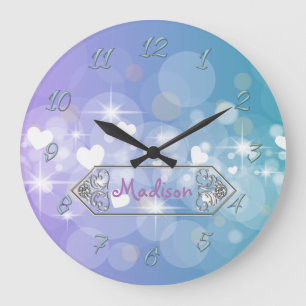 Helle Herzen Große Wanduhr