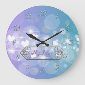 Helle Herzen Große Wanduhr