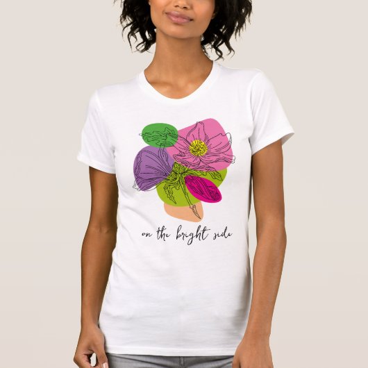 Helle Hibisken Blume Line Art T - Shirt (Vorderseite)