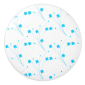 Helle Himmelblau Blumen, kleine Blumenblätter Keramikknauf (Vorderseite)