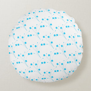 Helle Himmelblau Blumen, kleine Blumenblätter Rundes Kissen