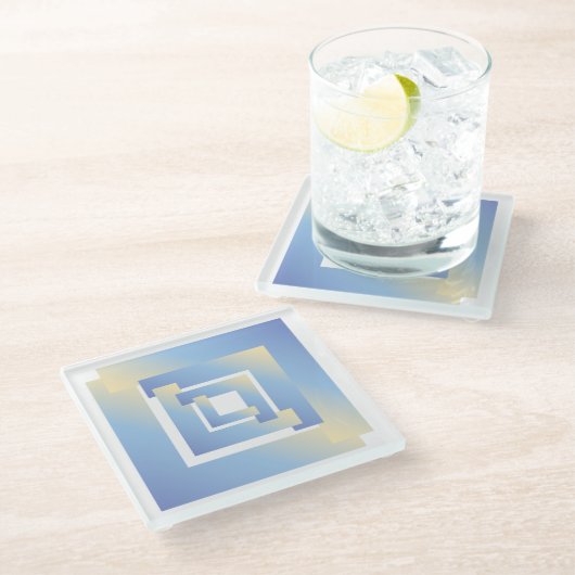 helle Himmelsfarben Glasuntersetzer (Schrägansicht)