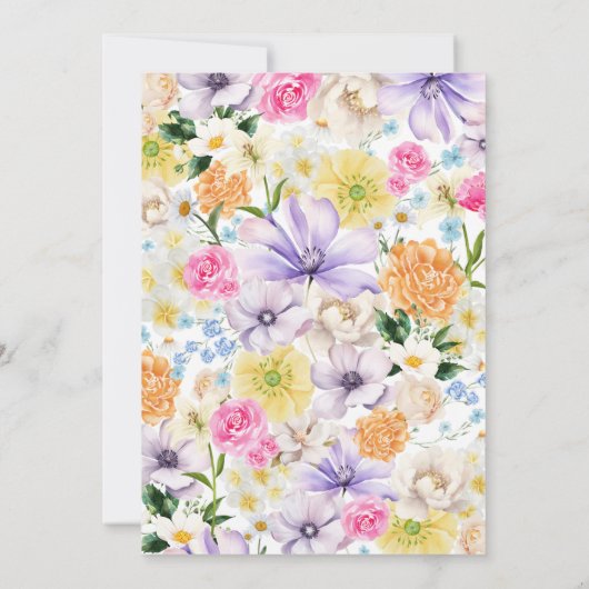 Helle Hochzeit im Wasserfarbengarten Save The Date (Rückseite)