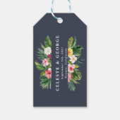 helle Hochzeit mit tropischen Blumen Geschenkanhänger (Vorderseite)