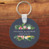 helle Hochzeit mit tropischen Blumen Schlüsselanhänger (Vorderseite)