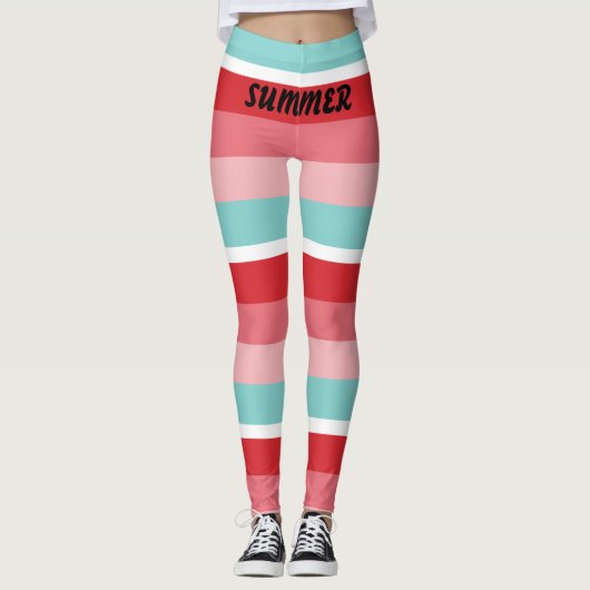 Helle, horizontale Streifen Leggings (Vorderseite)