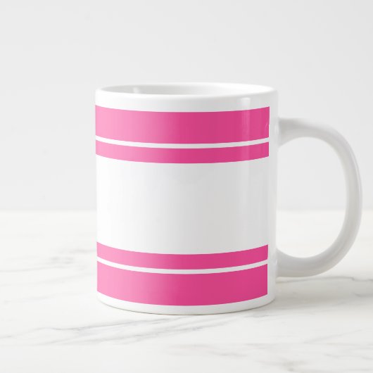 Helle, Hübsche, cremefarbene, rosafarbene Streifen Jumbo-Tasse (Rechts)