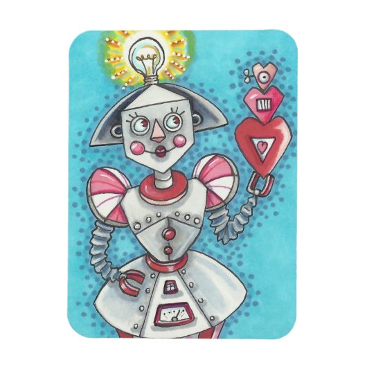 Helle Ideen GIRL ROBOT HEARTS MAGNET *Anpassen (Vertikal)