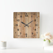 Helle Imitate Holzverkleidung Quadratische Wanduhr (Zuhause)