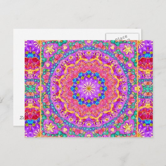 Helle India Watercolor Mandala Postcard Postkarte (Vorne/Hinten)