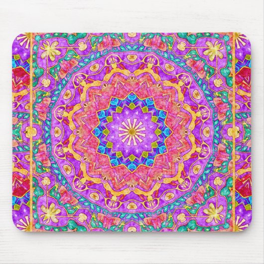 Helle Indien-Aquarell-Mandala Mousepad (Vorne)