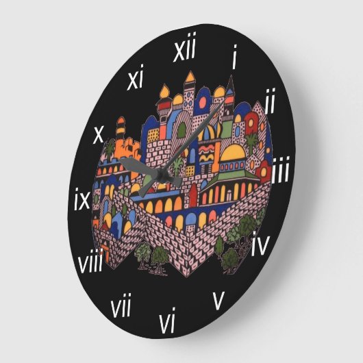 Helle Jerusalem-Wall-Uhr Große Wanduhr (Winkel)