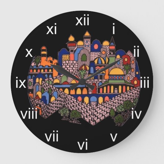Helle Jerusalem-Wall-Uhr Große Wanduhr (Vorderseite)