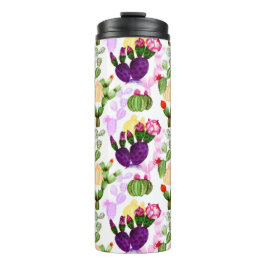 Helle Kakteen Pen Zeichnend botanisches Muster Thermosbecher