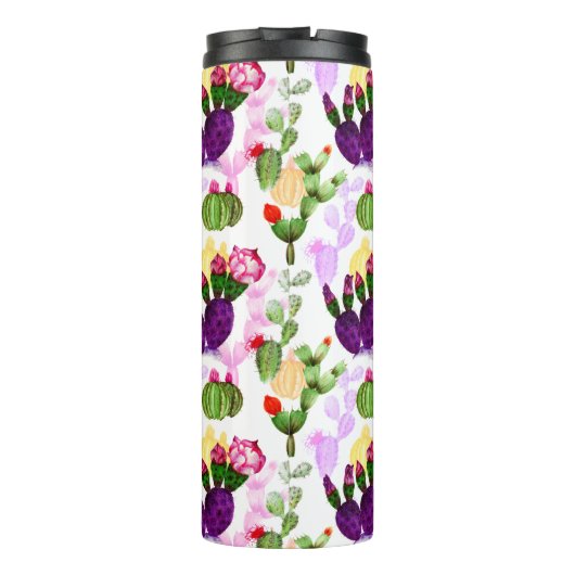 Helle Kakteen Pen Zeichnend botanisches Muster Thermosbecher (Rückseite)