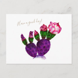 Helle Kaktus mit Blume Pen Zeichnend botanisch Postkarte