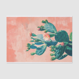 Helle Kaktus mit Coral Pink Wall Decoupage Seidenpapier