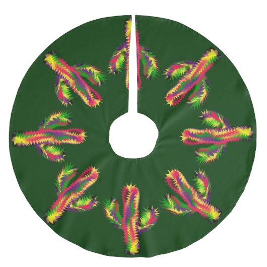 Helle Kaktus Polyester Weihnachtsbaumdecke (Vorderseite)