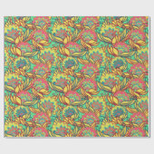 Helle karibische Farben Blumenmuster Geschenkpapier (Flach)
