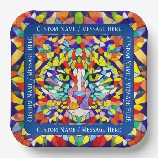 Helle Katzengesicht in Regenbogenfarben - Individu Pappteller (Vorderseite)