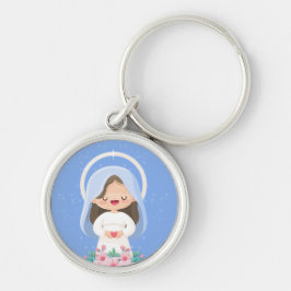 Helle Kawaii Jungfrau Mary Holding Heart - Light B Schlüsselanhänger